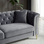 Divano Chesterfield 2 posti in velluto trapuntato Beige / Grigio / Nero