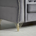 Divano Chesterfield 2 posti in velluto trapuntato Beige / Grigio / Nero
