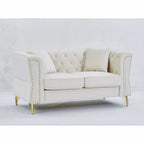 Divano Chesterfield 2 posti in velluto trapuntato Beige / Grigio / Nero
