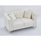 Divano Chesterfield 2 posti in velluto trapuntato Beige / Grigio / Nero