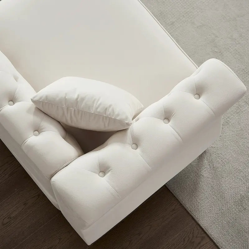 Divano Chesterfield 2 posti in velluto trapuntato Beige / Grigio / Nero