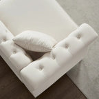 Divano Chesterfield 2 posti in velluto trapuntato Beige / Grigio / Nero
