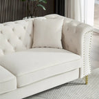 Divano Chesterfield 2 posti in velluto trapuntato Beige / Grigio / Nero