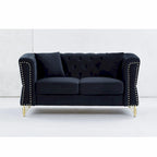 Divano Chesterfield 2 posti in velluto trapuntato Beige / Grigio / Nero