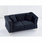 Divano Chesterfield 2 posti in velluto trapuntato Beige / Grigio / Nero