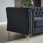 Divano Chesterfield 2 posti in velluto trapuntato Beige / Grigio / Nero