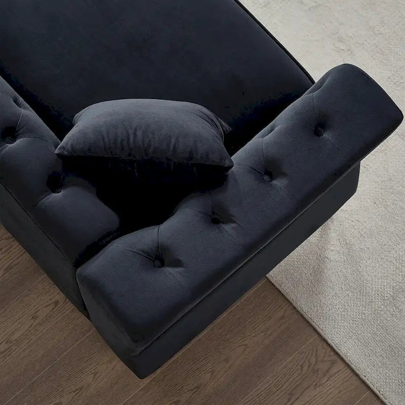 Divano Chesterfield 2 posti in velluto trapuntato Beige / Grigio / Nero