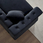 Divano Chesterfield 2 posti in velluto trapuntato Beige / Grigio / Nero