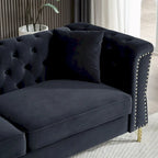 Divano Chesterfield 2 posti in velluto trapuntato Beige / Grigio / Nero