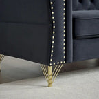 Divano Chesterfield 2 posti in velluto trapuntato Beige / Grigio / Nero