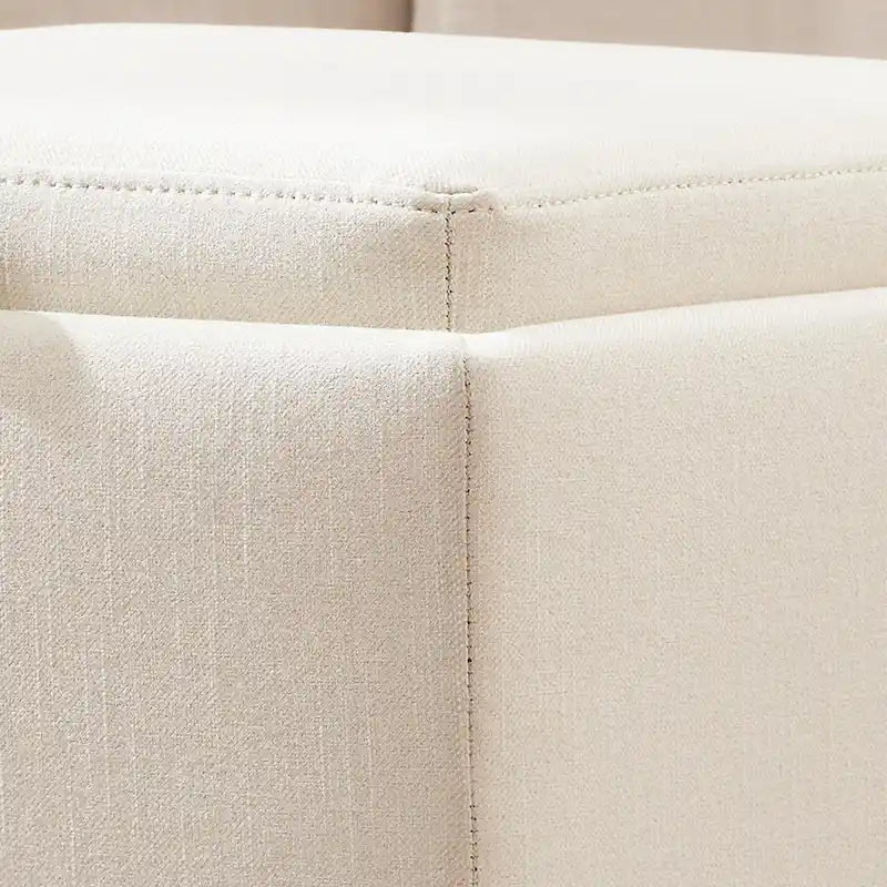 Pouf contenitore quadrato con vassoio e poggiapiedi – Marrone / Grigio / Crema / Nero / Beige, 1 persona