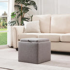 Pouf contenitore quadrato con vassoio e poggiapiedi – Marrone / Grigio / Crema / Nero / Beige, 1 persona
