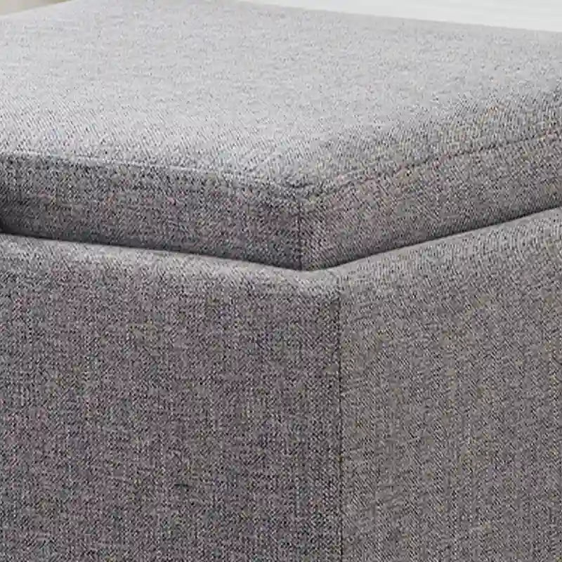 Pouf contenitore quadrato con vassoio e poggiapiedi – Marrone / Grigio / Crema / Nero / Beige, 1 persona