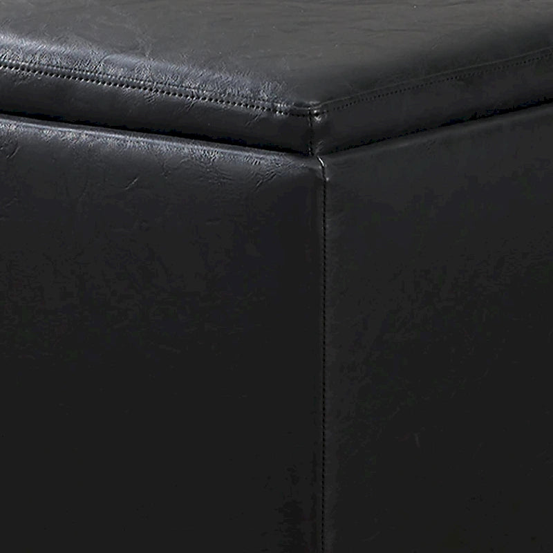 Pouf contenitore quadrato con vassoio e poggiapiedi – Marrone / Grigio / Crema / Nero / Beige, 1 persona