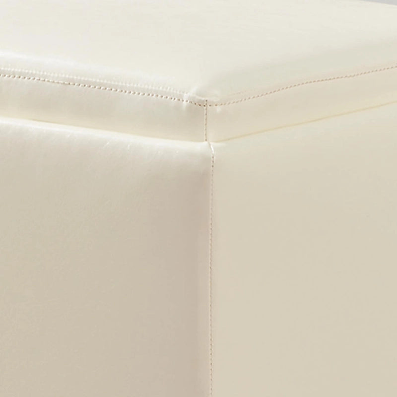 Pouf contenitore quadrato con vassoio e poggiapiedi – Marrone / Grigio / Crema / Nero / Beige, 1 persona