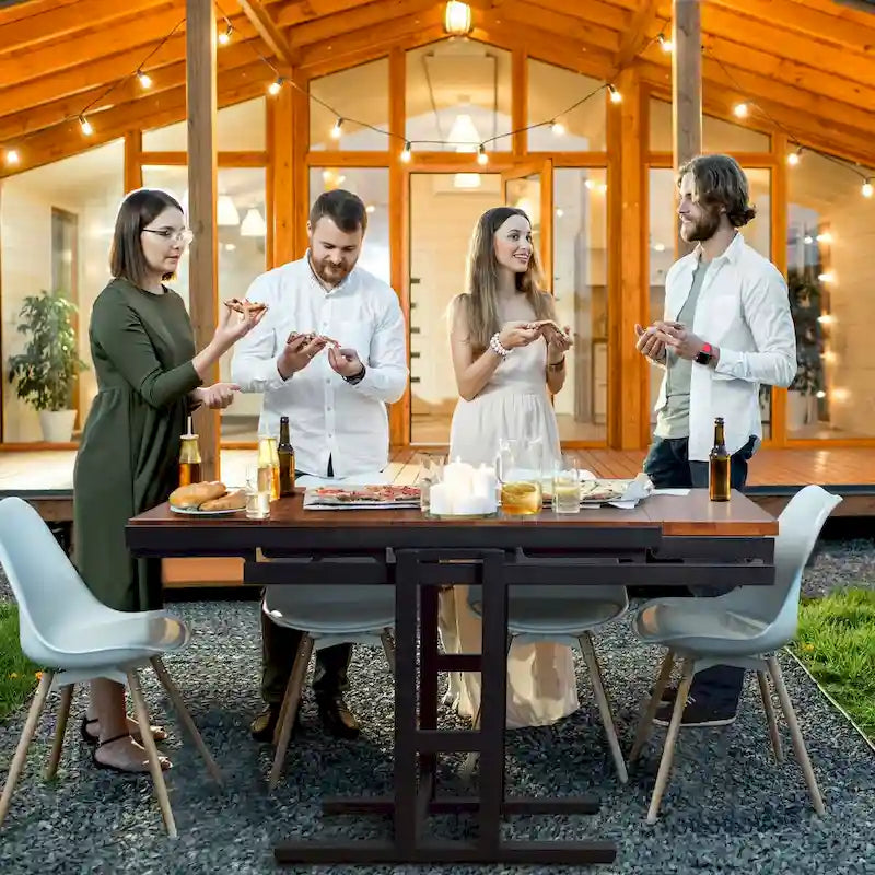 Tavolo da pranzo e mensola convertibili in legno naturale, per 4-6 persone