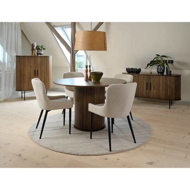 Rye Studio Boucle Dining Chairs with Black Steel Legs, Set of 2