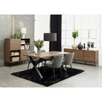 Sedia da pranzo Boucle con gambe in acciaio nero, set da 2 – Grigio scuro / Crema / Verde bosco