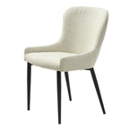 Sedia da pranzo Boucle con gambe in acciaio nero, set da 2 – Grigio scuro / Crema / Verde bosco