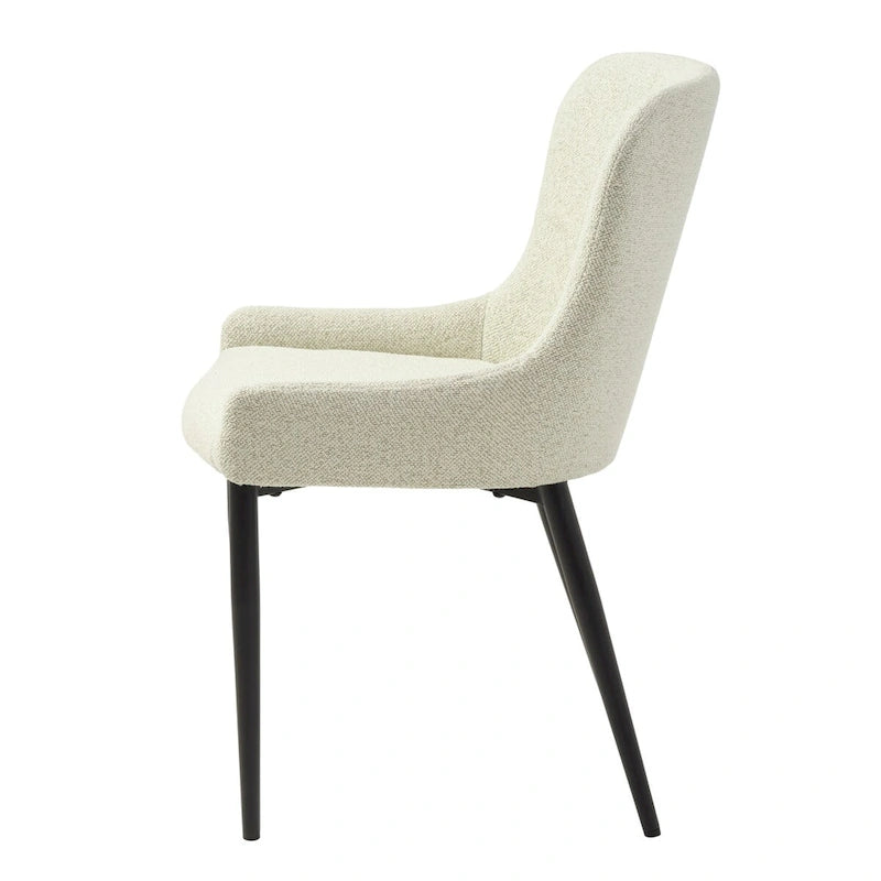 Sedia da pranzo Boucle con gambe in acciaio nero, set da 2 – Grigio scuro / Crema / Verde bosco