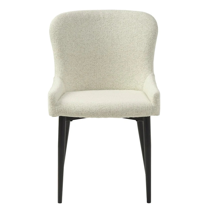 Sedia da pranzo Boucle con gambe in acciaio nero, set da 2 – Grigio scuro / Crema / Verde bosco