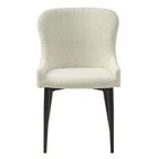 Sedia da pranzo Boucle con gambe in acciaio nero, set da 2 – Grigio scuro / Crema / Verde bosco