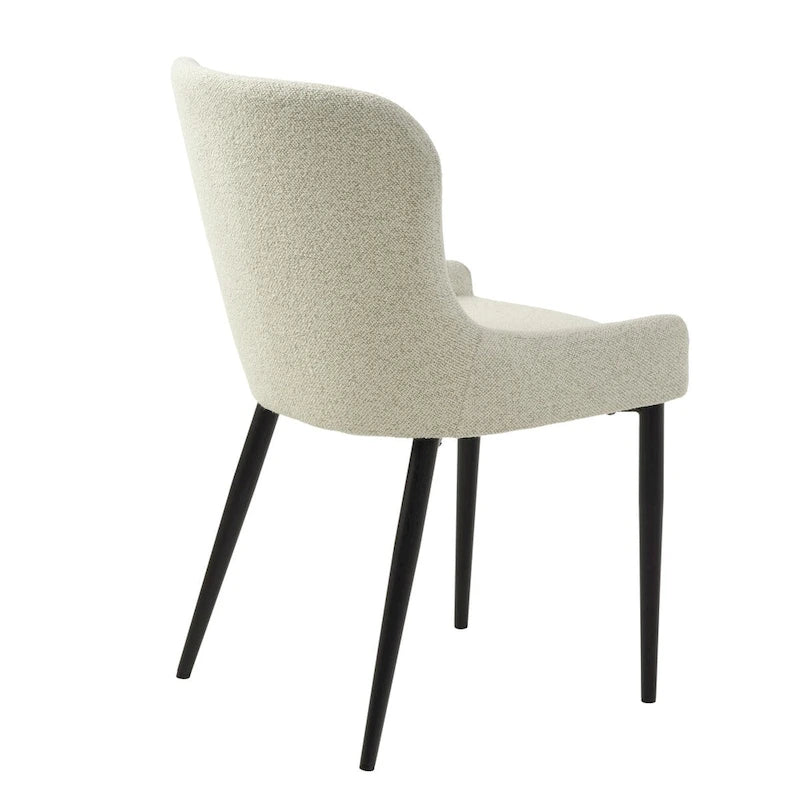 Sedia da pranzo Boucle con gambe in acciaio nero, set da 2 – Grigio scuro / Crema / Verde bosco