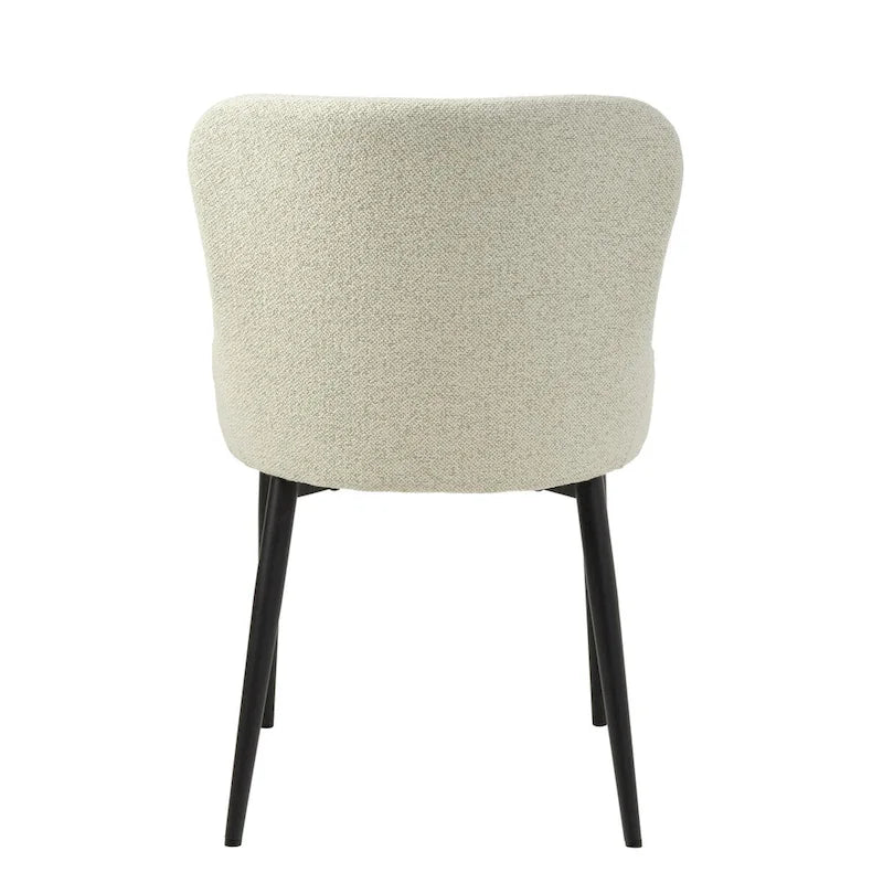 Sedia da pranzo Boucle con gambe in acciaio nero, set da 2 – Grigio scuro / Crema / Verde bosco