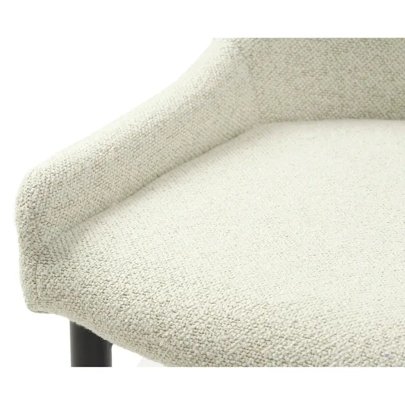 Sedia da pranzo Boucle con gambe in acciaio nero, set da 2 – Grigio scuro / Crema / Verde bosco