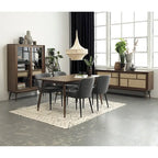Sedia da pranzo Boucle con gambe in acciaio nero, set da 2 – Grigio scuro / Crema / Verde bosco