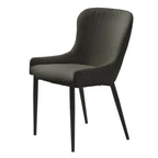 Sedia da pranzo Boucle con gambe in acciaio nero, set da 2 – Grigio scuro / Crema / Verde bosco