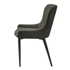 Sedia da pranzo Boucle con gambe in acciaio nero, set da 2 – Grigio scuro / Crema / Verde bosco