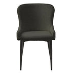 Sedia da pranzo Boucle con gambe in acciaio nero, set da 2 – Grigio scuro / Crema / Verde bosco