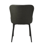Sedia da pranzo Boucle con gambe in acciaio nero, set da 2 – Grigio scuro / Crema / Verde bosco