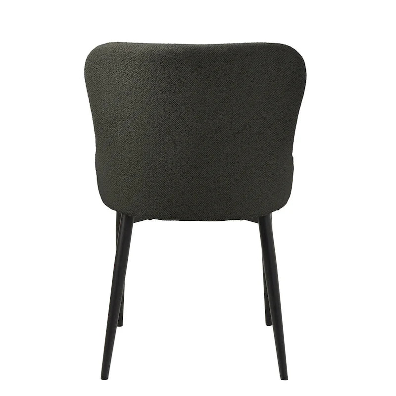 Sedia da pranzo Boucle con gambe in acciaio nero, set da 2 – Grigio scuro / Crema / Verde bosco