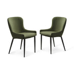 Sedia da pranzo Boucle con gambe in acciaio nero, set da 2 – Grigio scuro / Crema / Verde bosco