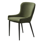 Sedia da pranzo Boucle con gambe in acciaio nero, set da 2 – Grigio scuro / Crema / Verde bosco
