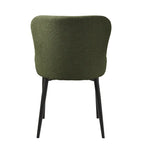 Sedia da pranzo Boucle con gambe in acciaio nero, set da 2 – Grigio scuro / Crema / Verde bosco