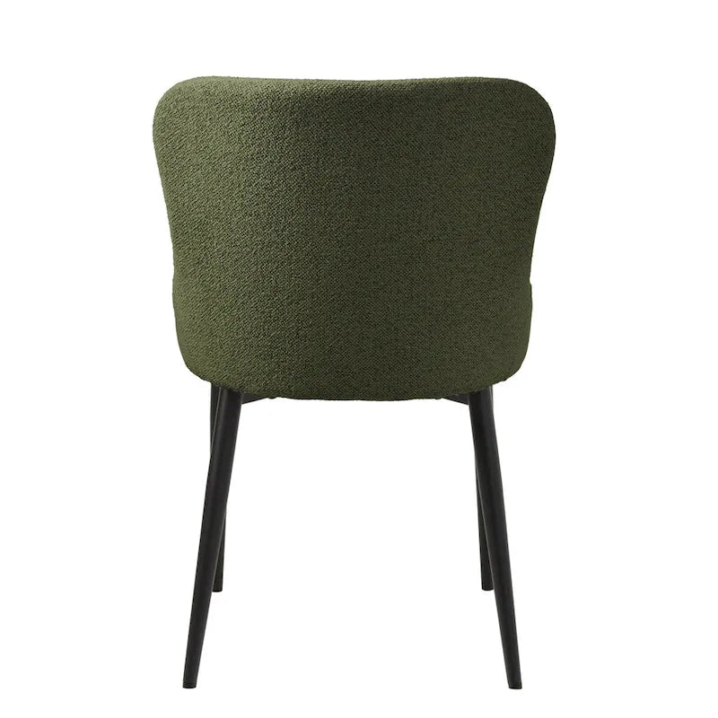 Sedia da pranzo Boucle con gambe in acciaio nero, set da 2 – Grigio scuro / Crema / Verde bosco
