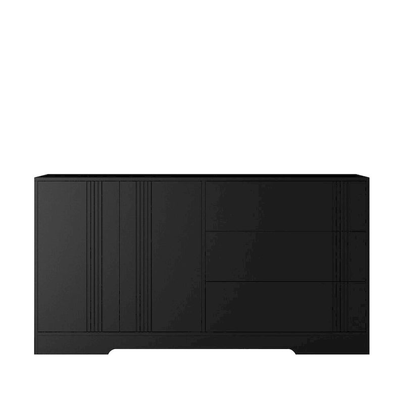Credenza, nero/bianco, montaggio da 2 persone, 3 cassetti e 2 ante