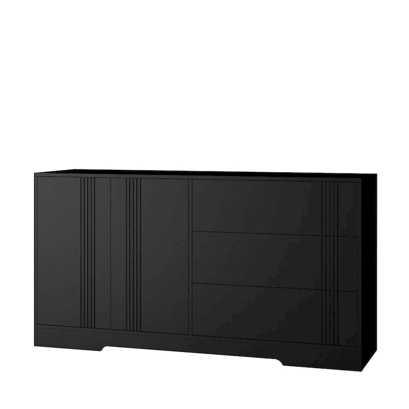 Credenza, nero/bianco, montaggio da 2 persone, 3 cassetti e 2 ante