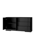 Credenza, nero/bianco, montaggio da 2 persone, 3 cassetti e 2 ante