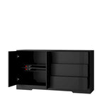 Credenza, nero/bianco, montaggio da 2 persone, 3 cassetti e 2 ante
