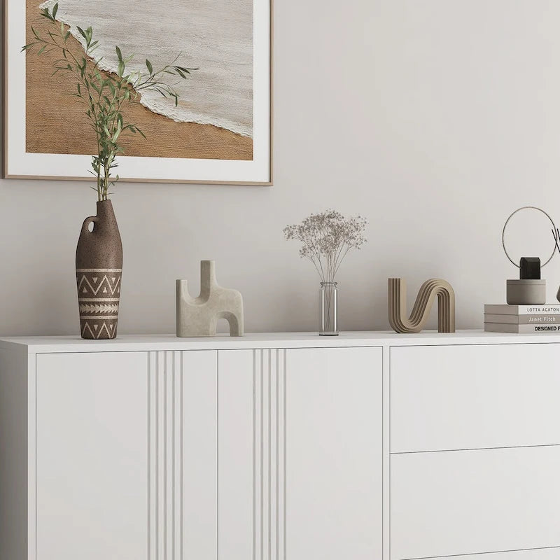 Credenza, nero/bianco, montaggio da 2 persone, 3 cassetti e 2 ante