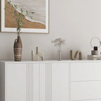 Credenza, nero/bianco, montaggio da 2 persone, 3 cassetti e 2 ante
