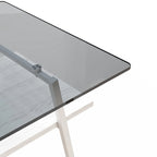 Tavolino da caffè rettangolare – Piano in vetro temperato, gambe in metallo (nero / bianco / grigio / marrone)