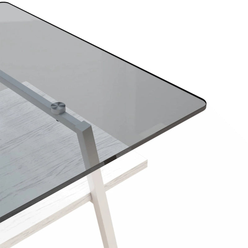 Tavolino da caffè rettangolare – Piano in vetro temperato, gambe in metallo (nero / bianco / grigio / marrone)