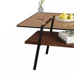 Tavolino da caffè rettangolare – Piano in vetro temperato, gambe in metallo (nero / bianco / grigio / marrone)