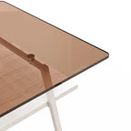 Tavolino da caffè rettangolare – Piano in vetro temperato, gambe in metallo (nero / bianco / grigio / marrone)