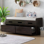Panca contenitore rustica a 2 posti con 2 cassetti – Legno naturale / Blu navy / Espresso / Bianco